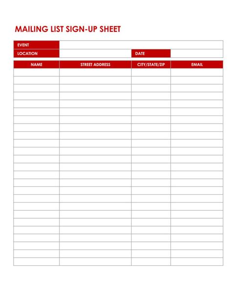 mass mailing list sign up.